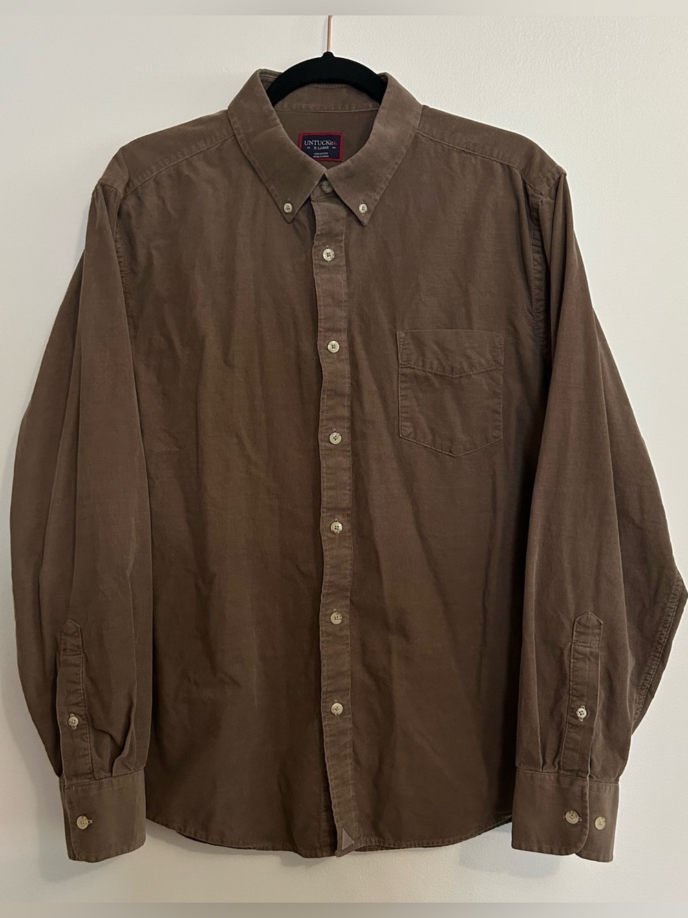 UNTUCKit Men’s XL Cotton Corduroy Button-Down Shirt Brown Fall Fashion Classic